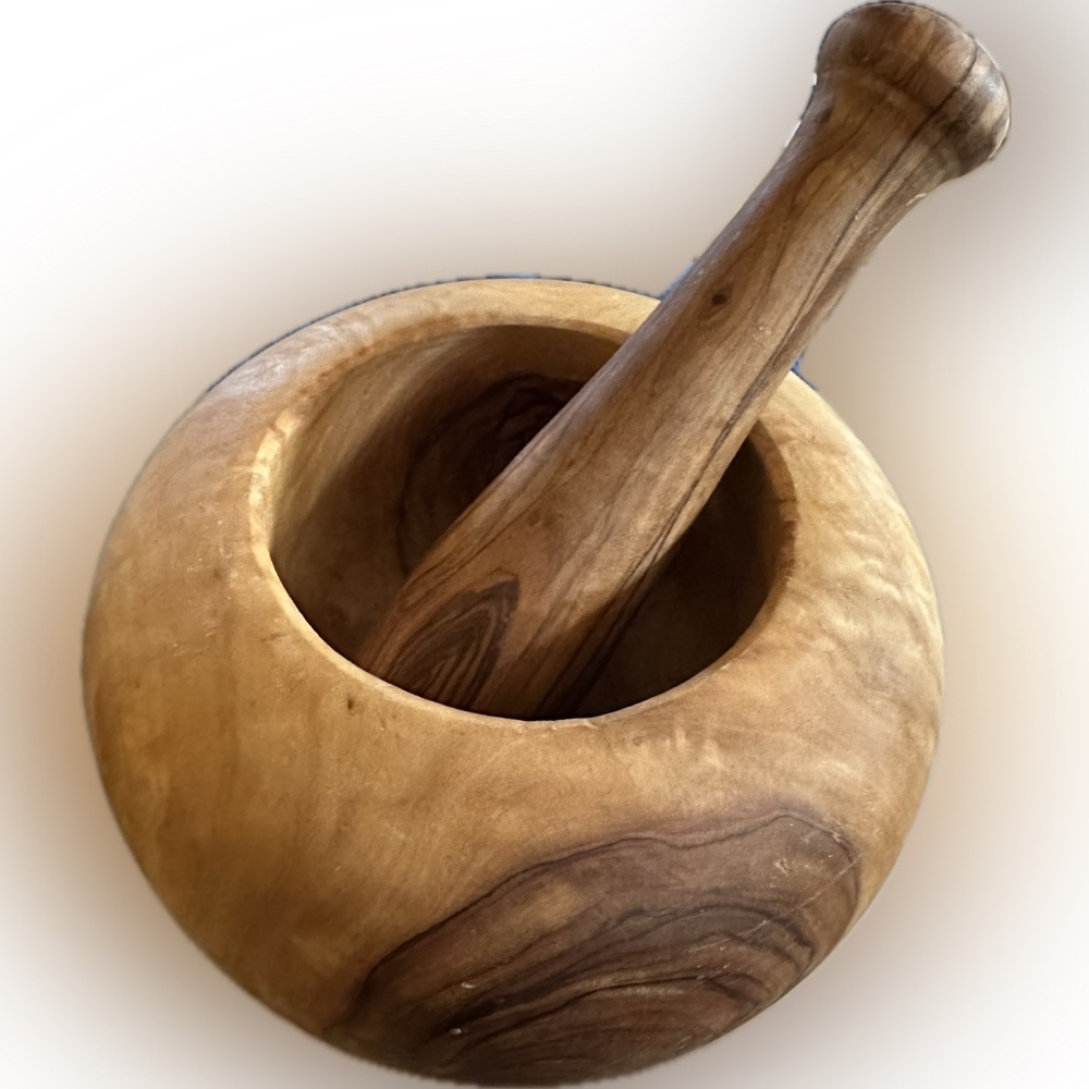 Artisan Handmade Wooden Rich Olive Wood Mortar and Pestle Set Spices Herbs OOAK - Picture 8 of 11